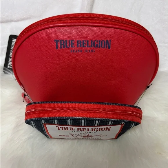 True Religion Red and Black Striped Toiletry Bag - Picture 2 of 5